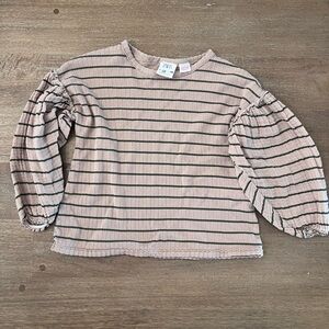 Zara Kids Striped Puff Sleeve Top Size 3-4